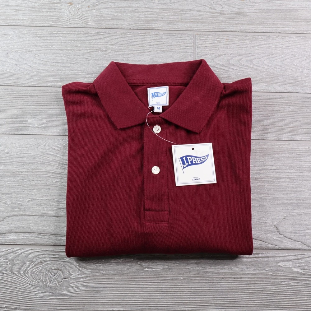 NWT J. Press Pique Polo Shirt Men's M Burgundy Ivy League Cotton